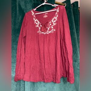 Sonoma burgundy V neck long sleeve